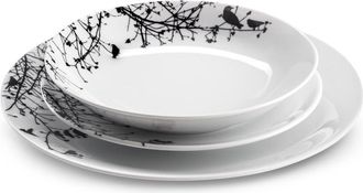 Medard De Noblat Servicio de vajilla de 18 piezas Porcelena Blanco y Negro