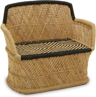 Premier Housewares Rowan Two Seater Natural and Black Sofa