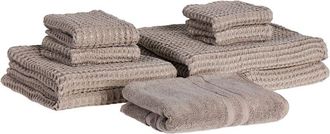 Beliani Beliani - Conjunto De 9 Toallas De Ba&ntilde;o Y Alfombrilla De Ba&ntilde;o De Algod&oacute;n Baja Torsi&oacute;n Gris Pardo Areora