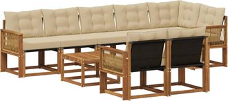 vidaXL Conjunto De Sof&aacute;s De Exterior 9 Uds. Natural Y Beige Vidaxl