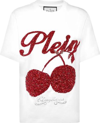 Philipp Plein T-shirt con decorazione di cristalli - Bianco