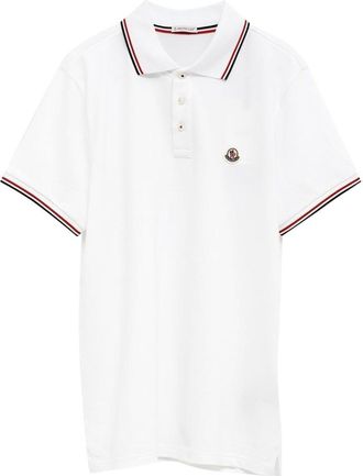 Moncler White Cotton Polo Shirt