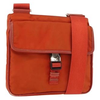 Prada Pre-owned Cross Body Bags, female, Orange, Size: ONE SIZE Pre-owned Vintage Nylon Shoulder Bag