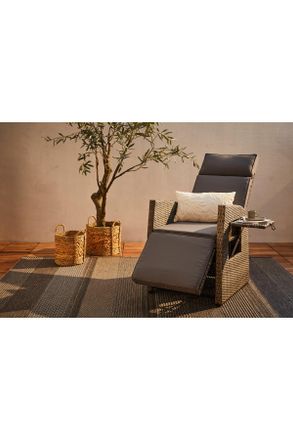 ambia GARDEN Garten-Relaxsessel, Grau, Metall, Kunststoff, Textil, Füllung: Schaumstoff, 57x73x105 cm, integrierter Tisch, Gartenmöbel