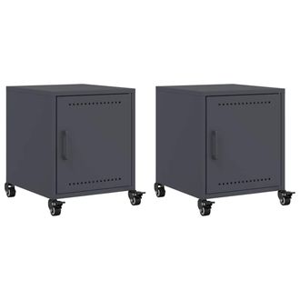 vidaXL Comodini 2 Pz Antracite 36x39x43,5 Cm In Acciaio - Vidaxl
