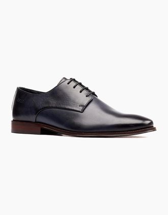 base Mens Base London Marley Derby Leather Mens Navy Lace-Up Shoes - Size: 12