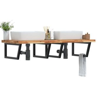vidaXL Estante De Lavabo De Pared Acero Y Madera Maciza De Acacia Vidaxl