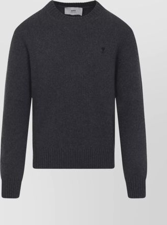 Ami cotton ribbed crewneck sweater