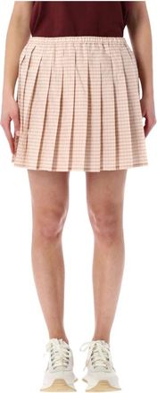 Moncler Minigonna plissettata in misto cotone Vichy - - Skirts - Donna - Rosa - S