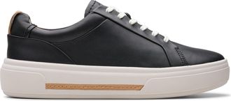 Clarks Womens Hollyhock Walk Sneaker, Black Leather, 3 UK