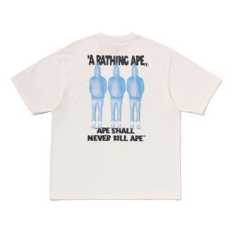 A Bathing Ape Shark Seijin a Bathing Ape Logo T-Shirt Ivory 0ZXTEM312101QIVX