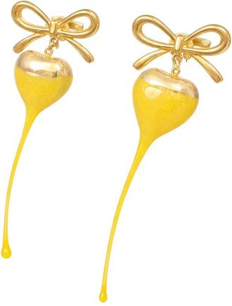 Ottolinger Oorstekers Strik Hart - Dames - Oorbellen - Geel - ONE Size - Accessoires