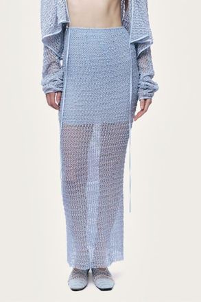 Nocturne Mesh Detail Maxi Skirt in Navy Blue at Nordstrom, Size Medium