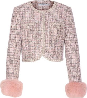 Self Portrait Jassen, Dames, Roze, M, Tweed, Dameskleding Bovenkleding Roze Aw 25