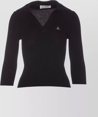 Vivienne Westwood cashmere-blend fine-knit slim-fit long-sleeve polo shirt