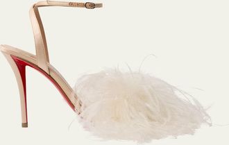 Christian Louboutin 100mm Miss Z Poupi Silk Feather Pumps