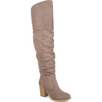 Journee Collection JOURNEE Kaison Ruched Tall Boot in Taupe at Nordstrom Rack, Size 8.5 Regular Calf