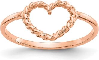Diamond2Deal 14k Rose Gold Polished & Textured Heart Ring