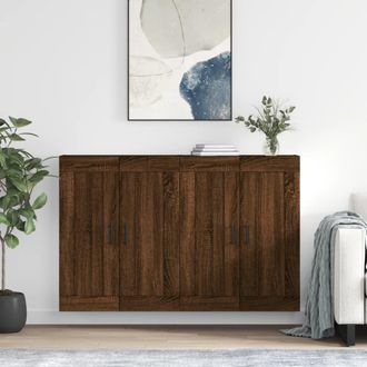 vidaXL Vidaxl - Armarios De Pared 2 Uds Madera De Ingenier&iacute;a Marr&oacute;n Roble