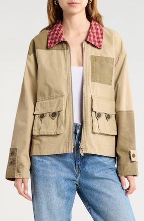 Damson Madder Marcelle Reversible Organic Cotton Barn Jacket in Red Multi at Nordstrom, Size 16 Us