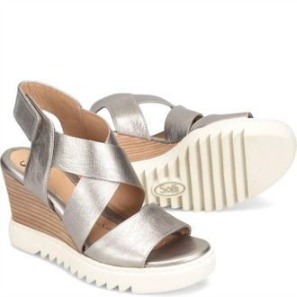 S&ouml;fft Womens Uxley Platform Sandal In Grey Gold