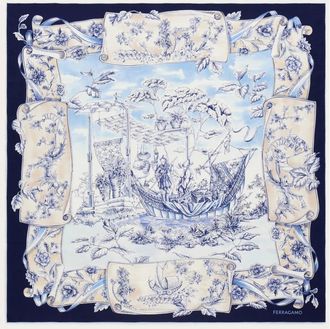 Ferragamo Accessoires, Dames, Veelkleurig, ONE Size, Voyage Print Sjaal