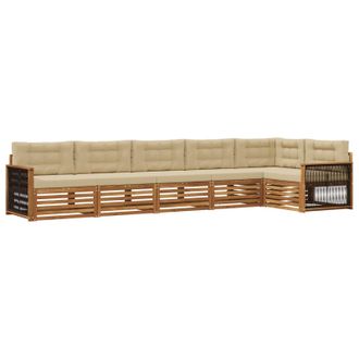 vidaXL Conjunto De Sof&aacute;s De Exterior Con Coj&iacute;n 6 Pcs Natural Y Beige Vidaxl