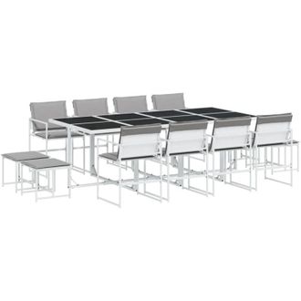 vidaXL Juego De Comedor De Jard&iacute;n 13 Pzas Con Cojines Textilene Blanco Vidaxl