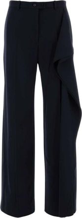 Jil Sander Wool Pant - Dames - Wijde Broeken - Blauw - XL - Wol - Broeken