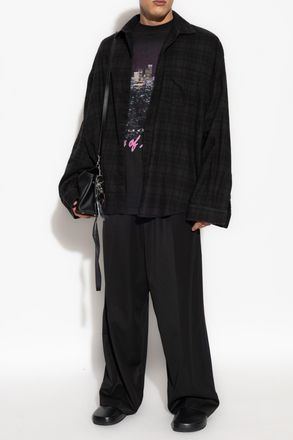 Balenciaga Shirt With Sewn-in T-shirt, Mens, Black