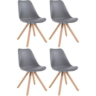 Clp Clp - Set De 4 Sillas Para Comedor Toulouse Square En Polipiel Gris Natural