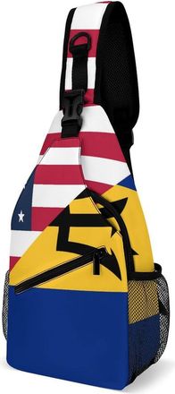 Generic U.S. And Barbados Flag Mens Shoulder Bags Sling Crossbody Backpack Travel Hiking Chest Bag with Small Side 38x20cm