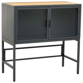 Wanderlust Deco Aparador de vidrio, metal y madera 2 puertas 80x38x80,5h cm - negro