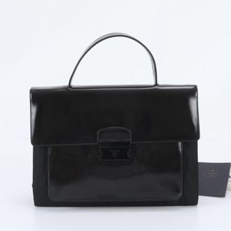 Prada Black Leather Nylon Briefcase (Pre-Owned)