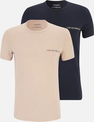 Emporio Armani Mens Emporio Armani 2 Pack Cotton T Shirt Stone/Navy - Tan - Size: 40