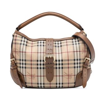 Burberry Pre-owned Burberry Haymarket Check Stitched Coated Canvas and Leather Dunloe Satchel ITSCAPEL12SCAT