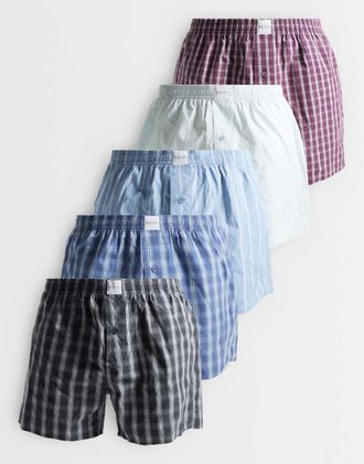 Hollister confezione da 5 boxer aderenti a quadri-Multicolore