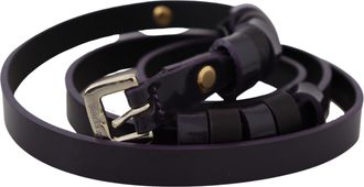 Gianfranco Ferre Leather Thin gold Metal Chrome Buckle Womens Belt