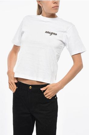 Msgm Cotton Crew-neck T-shirt with Print Logo size Xs