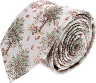 Trafalgar Store Fall Apple Orchard Silk Novelty Necktie in Silver at Nordstrom