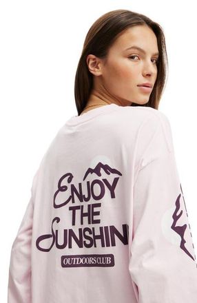 Cotton On Womens Active Long Sleeve Graphic Crew in Cherry Dream Outdoors Club at Nordstrom, Size X-Small