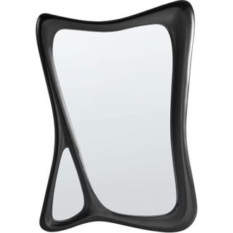 Beliani Beliani - Specchio da parete con cornice in pu e vetro di forma irregolare 70 x 100 cm Nero Lanester