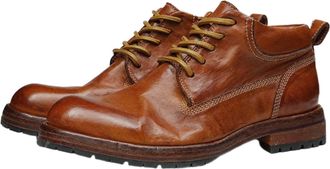 Generic Mens Lace Up Platform Short Boots Round Toe Casual Ankle Boots Block Chunky Heel Combat Boot,Yellow,5.5 UK