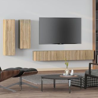 vidaXL Vidaxl - Set De Muebles Para Tv 4 Pzas Madera Contrachapada Roble Sonoma