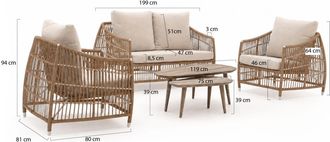 Manifesto Furniture Manifesto Ortello/ROUGH-K stoel-bank loungeset 5-delig 4-zits