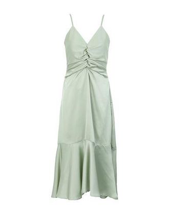 8 by YOOX SATIN RUFFLE SLIP MIDI DRESS