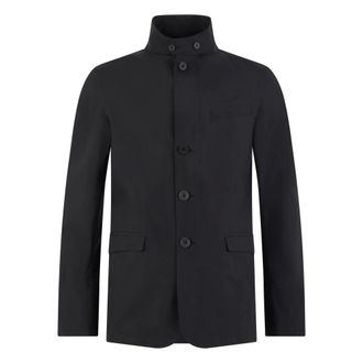 Herno Light Jackets, male, Black, Size: L High Collar Jacket