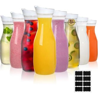 OEM Paquete De 8 Jarras De Pl&aacute;stico Transparente De 1 Litro Con Tapa Abatible Y Cuello Estrecho Para Bebidas Fr&iacute;as - Ulisem