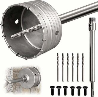 Elle Sierra De Corona De 150 Mm, Varilla De Extensi&oacute;n Sds Plus De 220 Mm, Con Adaptador Sds Plus De 220 Mm Y 6 Brocas De Centrado De 110 Mm, Para Baldosas 