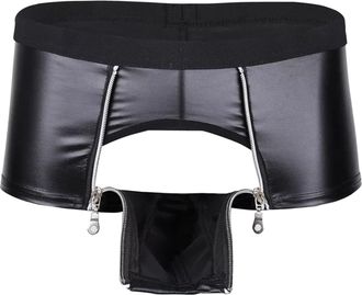 Generic Boxers for Men,Metallic Boxers Shorts wiht Zip Front Open Bulge Pouch Trunks,Sexy,Underpants Erotic Lingerie Low Rise Dancewear Clubwear for Stag Do F